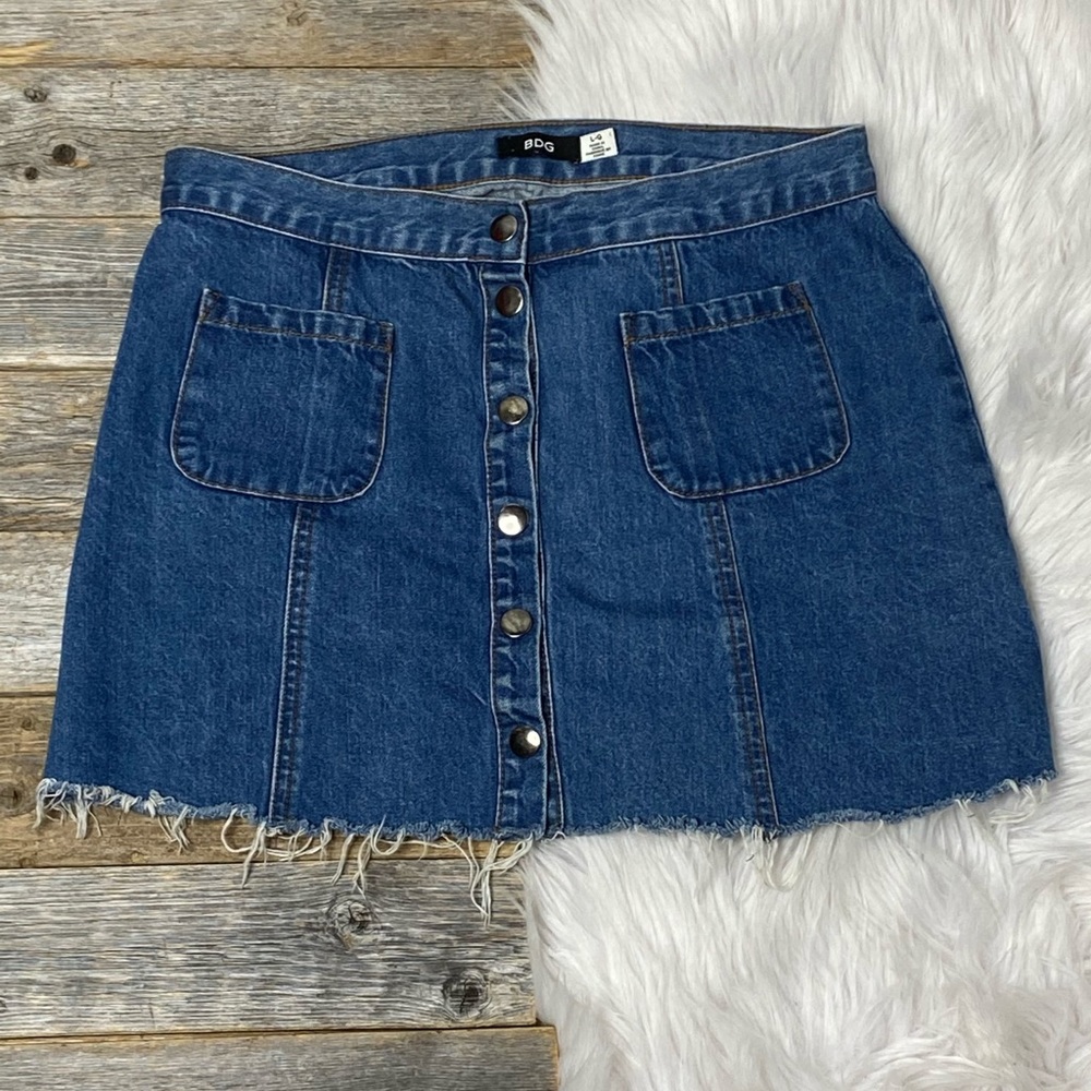 Bdg Denim Skirt Snap Front Large Urban Outfitters